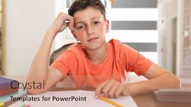  Presentation with distance learning - Theme enhanced with happy-caucasian-boy-learning background and a  colored foreground