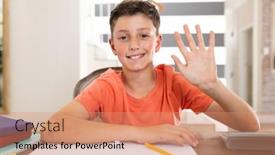  Presentation with distance learning - Slides with happy-caucasian-boy-learning background and a  colored foreground