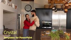  Presentation with happy-life - PPT theme consisting of happy-caucasian-couple-having-fun background and a tawny brown colored foreground