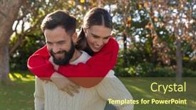  Presentation with happy-life - Presentation theme featuring happy-caucasian-couple-having-fun background and a tawny brown colored foreground