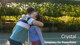  Presentation with tennis - Slide deck consisting of happy-caucasian-couple-playing-tennis background and a dark gray colored foreground