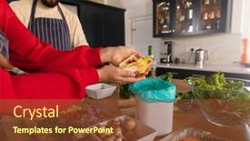  Presentation with happy life - Presentation theme having happy-caucasian-couple-preparing-food background and a tawny brown colored foreground