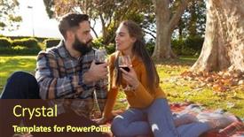  Presentation with happy life - PPT layouts consisting of happy-caucasian-couple-sitting background and a tawny brown colored foreground