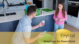  Presentation with time waste - Slides with happy-caucasian-father-and-daughter background and a  colored foreground