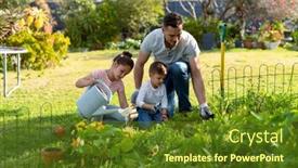  Presentation with home gardening - Presentation theme featuring happy-caucasian-father-daughter background and a tawny brown colored foreground
