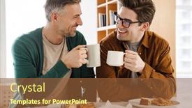  Presentation with gay - PPT layouts enhanced with happy-caucasian-gay-couple-smiling background and a tawny brown colored foreground
