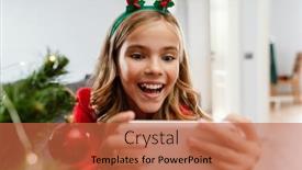  Presentation with deer - PPT theme consisting of happy-caucasian-girl-wearing-toy background and a red colored foreground