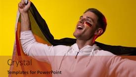  Presentation with football germany - Presentation theme having happy-caucasian-male-football-supporter background and a red colored foreground