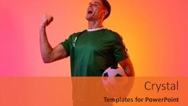  Presentation with active lifestyle - PPT theme featuring happy-caucasian-male-soccer-player background and a red colored foreground