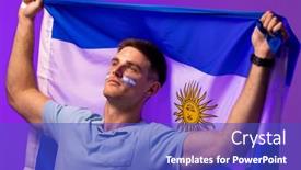  Presentation with active lifestyle - Slides consisting of happy-caucasian-male-supporter background and a cobalt blue colored foreground
