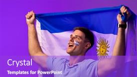  Presentation with active lifestyle - Presentation theme enhanced with happy-caucasian-male-supporter background and a purple colored foreground