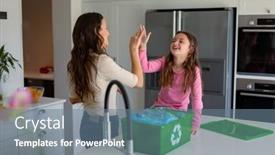  Presentation with time waste - Presentation design with happy-caucasian-mother-and-daughter background and a  colored foreground