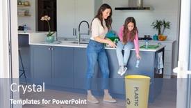  Presentation with time waste - PPT theme consisting of happy-caucasian-mother-and-daughter background and a  colored foreground