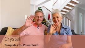  Presentation with happy retirement - Presentation design enhanced with happy-caucasian-senior-couple-having background and a coral colored foreground