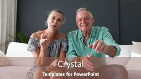  Presentation with senior living - Presentation theme enhanced with happy-caucasian-senior-couple background and a violet colored foreground