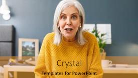  Presentation with happy retirement - Slides consisting of happy-caucasian-senior-woman-making background and a gold colored foreground