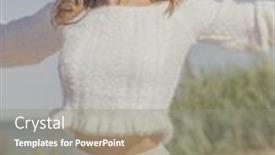  Presentation with summer sun - Amazing presentation theme having happy-caucasian-woman-enjoying backdrop and a gray colored foreground