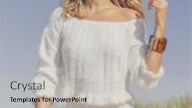  Presentation with summer sun - Slide set with happy-caucasian-woman-enjoying background and a light gray colored foreground