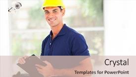  Presentation with cctv camera - Audience pleasing slide deck consisting of happy cctv camera technician backdrop and a soft green colored foreground