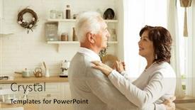  Presentation with waltz - Slide set having happy-charming-elderly-woman-smiling background and a  colored foreground