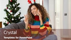  Presentation with deer - Cool new theme with happy-charming-woman-in-toy backdrop and a tawny brown colored foreground