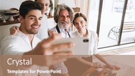  Presentation with christmas dinner - Beautiful slides featuring happy-cheerful-family-taking backdrop and a coral colored foreground