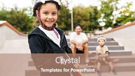  Presentation with ramp - PPT theme enhanced with happy-cheerful-kids-with-skateboards background and a coral colored foreground