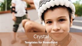  Presentation with ramp - Slides with happy-cheerful-kids-with-skateboards background and a coral colored foreground