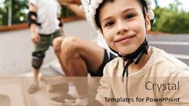  Presentation with ramp - Colorful theme enhanced with happy-cheerful-kids-with-skateboards backdrop and a coral colored foreground