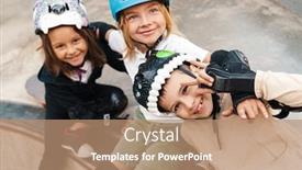 Presentation with ramp - Amazing theme having happy-cheerful-kids-with-skateboards backdrop and a coral colored foreground