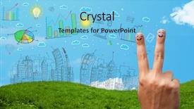  Presentation with fingers - Audience pleasing slide deck consisting of feet hen with gold egg backdrop and a sky blue colored foreground