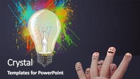  Presentation with college education happy smiling - PPT theme with happy cheerful smiley fingers looking background and a  colored foreground