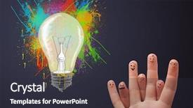  Presentation with college education happy smiling - PPT theme with happy cheerful smiley fingers looking background and a  colored foreground