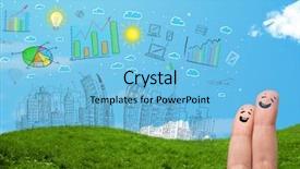  Presentation with fingers - Slide deck enhanced with happy cheerful smiley fingers looking background and a light blue colored foreground