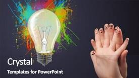  Presentation with happy birthday and colorful party - Amazing slide set having happy cheerful smiley fingers looking backdrop and a  colored foreground