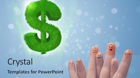  Presentation with dollar sign - Colorful PPT theme enhanced with laptop writes on a document backdrop and a lemonade colored foreground