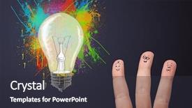  Presentation with fingers - Presentation design having happy cheerful smiley fingers looking background and a  colored foreground