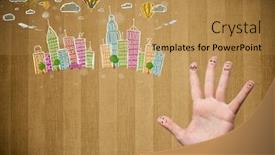  Presentation with fingers - PPT theme featuring happy-cheerful-smiley-fingers-looking background and a gold colored foreground