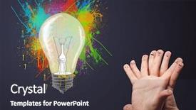  Presentation with fingers - Amazing PPT theme having happy cheerful smiley fingers looking backdrop and a  colored foreground