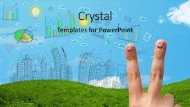  Presentation with fingers - Presentation theme with happy cheerful smiley fingers looking background and a  colored foreground