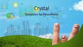  Presentation with fingers - Colorful slide set enhanced with happy cheerful smiley fingers looking backdrop and a  colored foreground