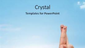  Presentation with sky blue - Colorful slide set enhanced with happy cheerful smiley fingers looking backdrop and a light blue colored foreground