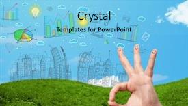  Presentation with fingers - Presentation featuring happy cheerful smiley fingers looking background and a  colored foreground