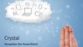 Presentation with cloud computing security - Presentation design having happy cheerful smiley fingers looking background and a  colored foreground