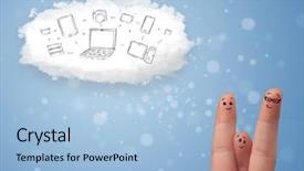  Presentation with cloud technology - Presentation theme consisting of happy cheerful smiley fingers looking background and a light blue colored foreground
