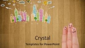  Presentation with college education happy smiling - Presentation design with happy cheerful smiley fingers looking background and a coral colored foreground