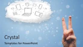  Presentation with cloud computing - Slide deck having happy cheerful smiley fingers looking background and a  colored foreground