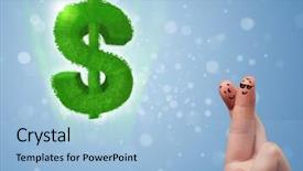  Presentation with dollar sign - Beautiful slide deck featuring happy cheerful smiley fingers looking backdrop and a  colored foreground