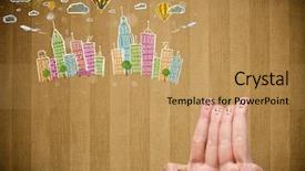  Presentation with college education happy smiling - Cool new PPT theme with happy cheerful smiley fingers looking backdrop and a  colored foreground