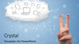  Presentation with cloud technology - Theme enhanced with happy cheerful smiley fingers looking background and a light blue colored foreground